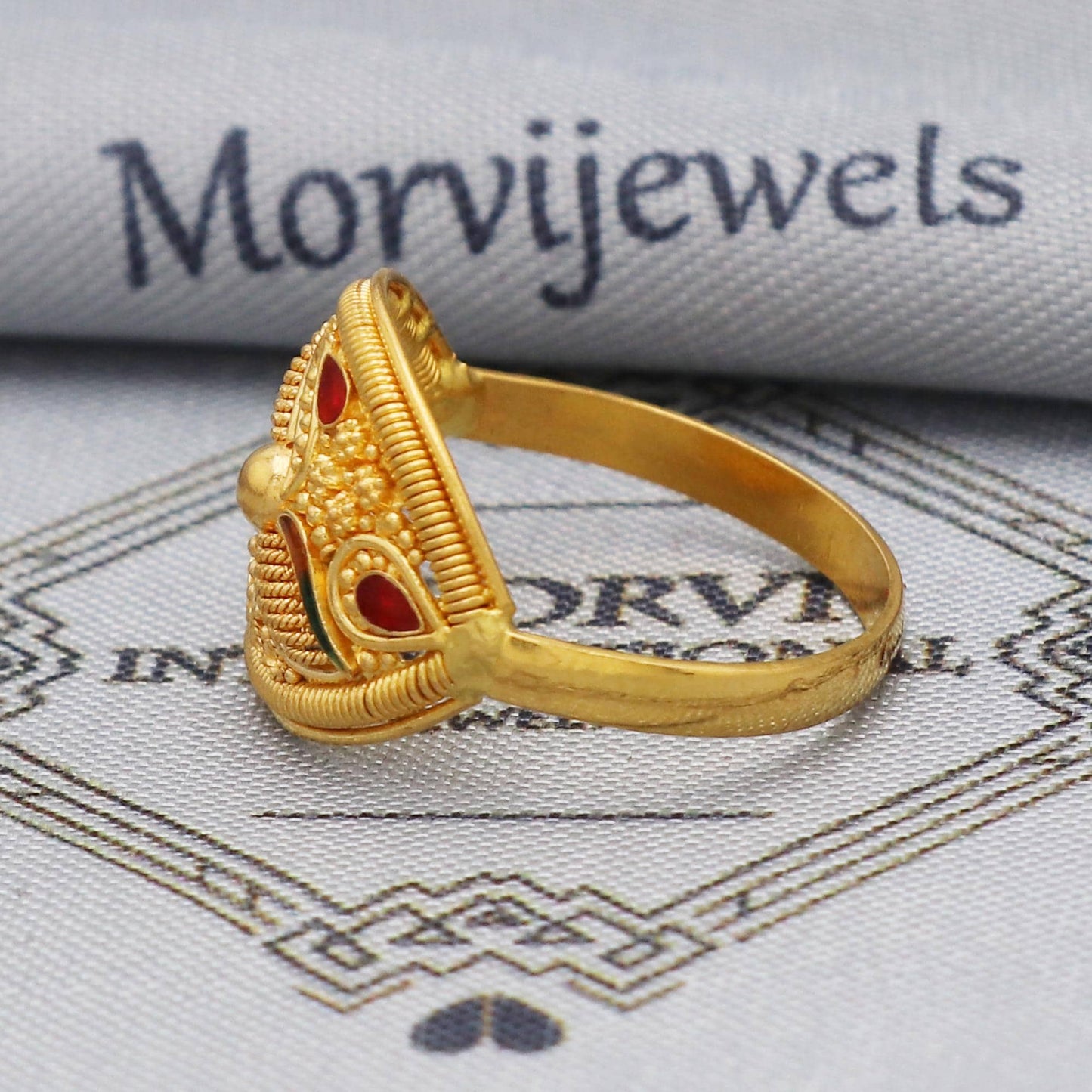 22k Yellow Gold Ring Jewelry, 22kt Handmade Indian Vintage and antique design, Pure Gold Ring, All Size, K5559