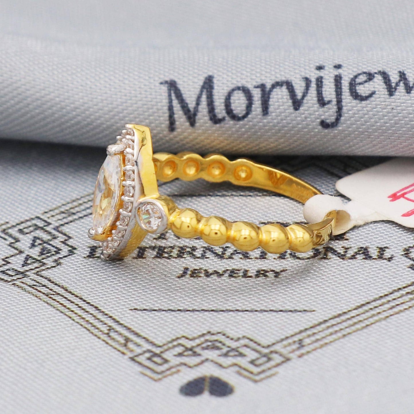 marquise zircon 22k yellow gold ring wedding anniversary women jewelry, 22kt gold handmade bridal ring, All Size, K5582