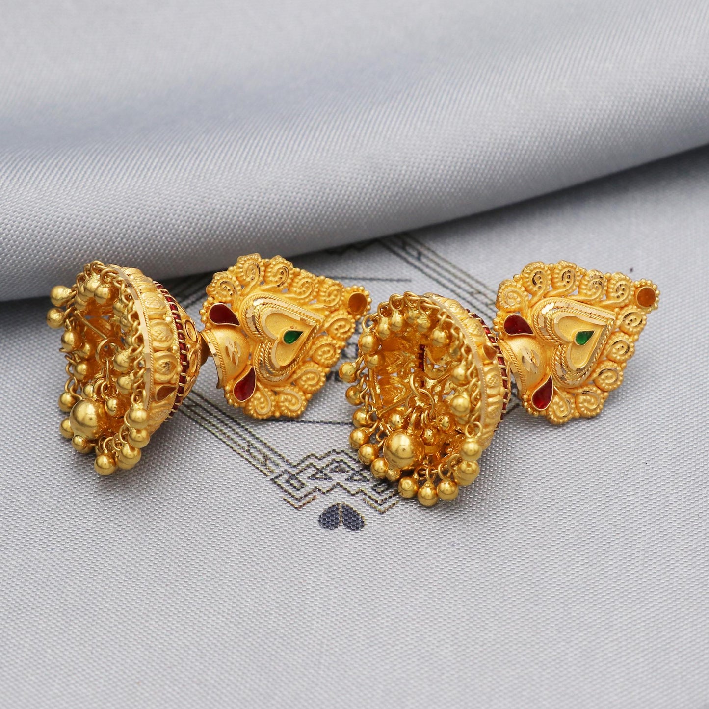 Big 22k Gold Earrings Women Indian Wedding Jewelry, K5590