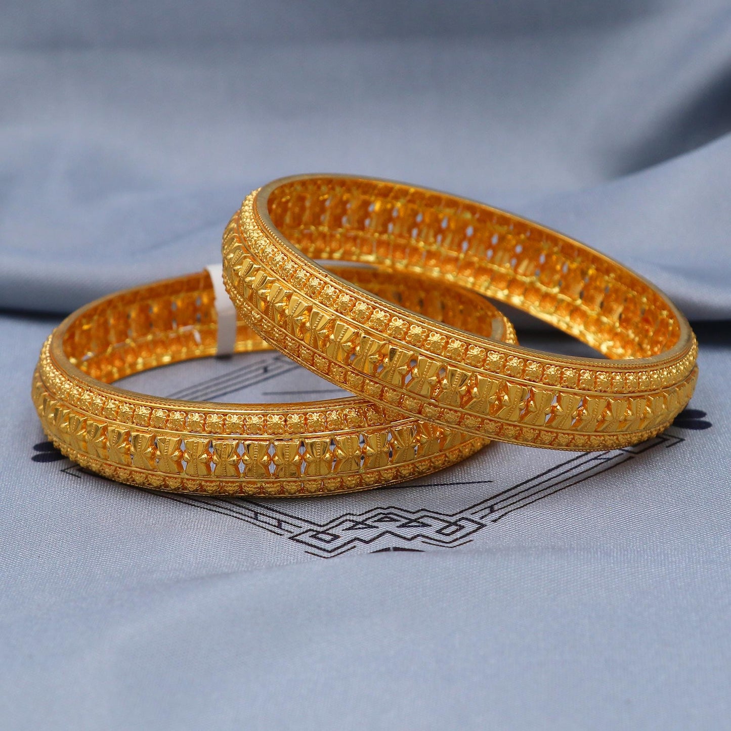 Solid Real 22k Gold Bangles Indian Handmade, Traditional Vintage ethnic Jewelry, Bangle Bracelet pair Wedding Jewelry, inner wax, K5827