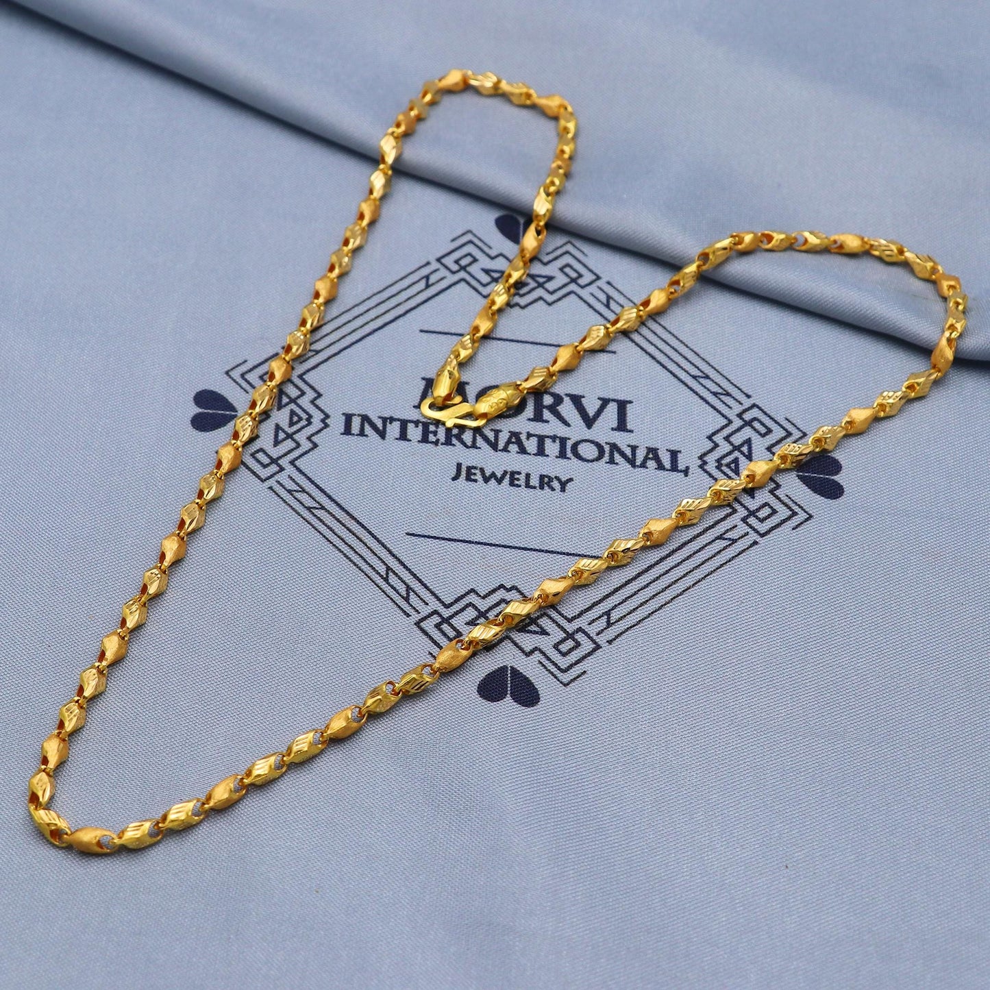 solid real 22k gold handmade Franco link chain art deco necklace handmade jewelry, K5837