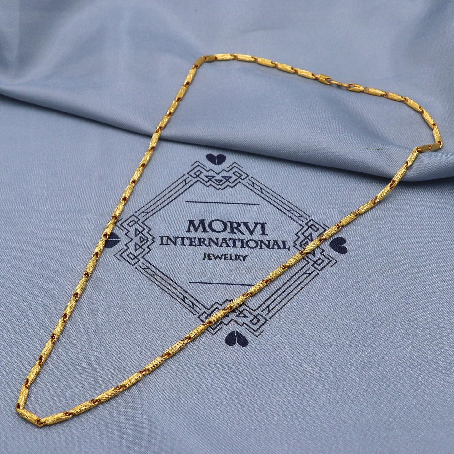 Engraved 22k Yellow Gold Chain Round Necklace Handmade Devine Deco Jewelry for Gift, K5852