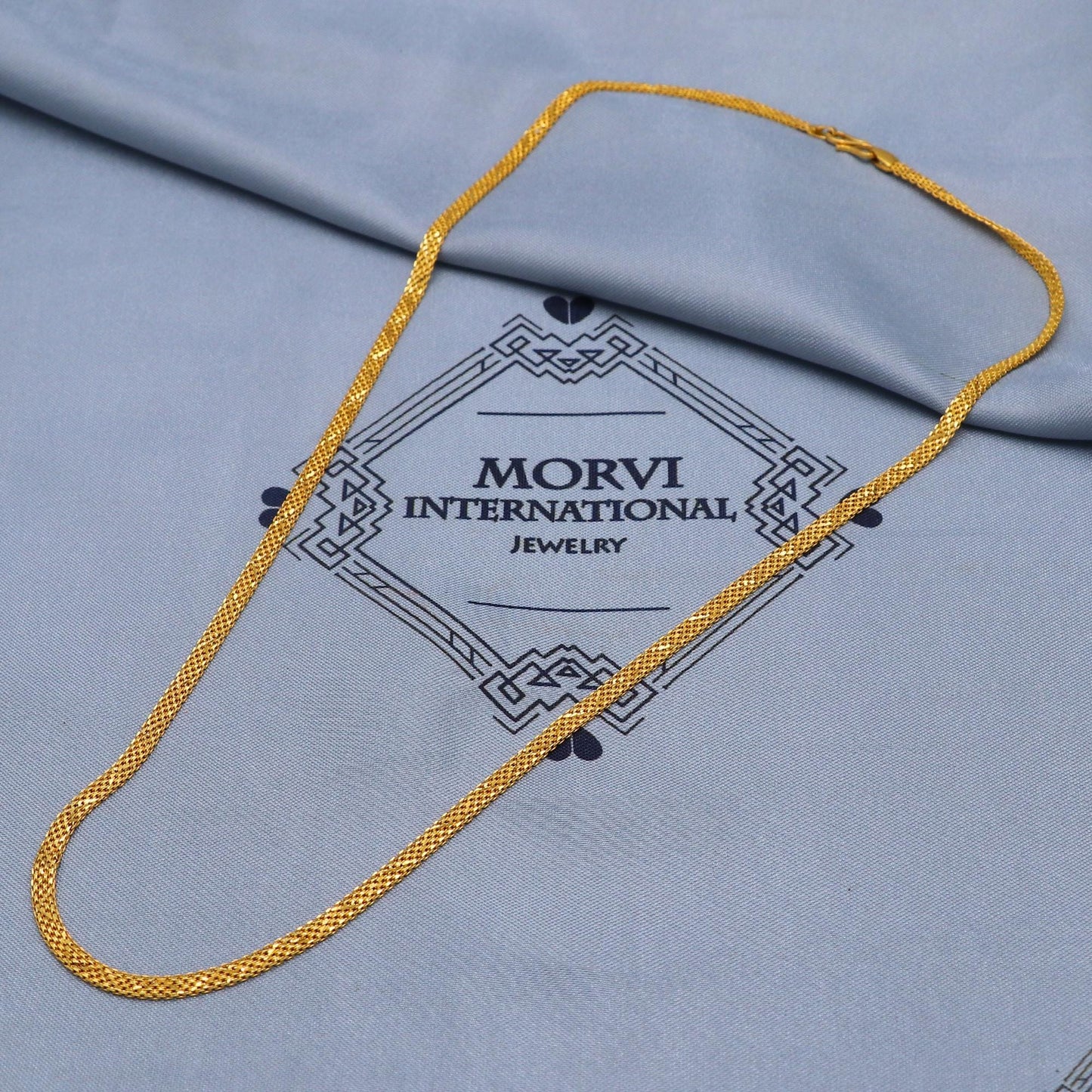 Handmade 22k Solid Real Yellow Gold Chain Necklace Jewelry, 22k gold curb cuban chain, pure gold necklace Indian gold chain necklace, K5833