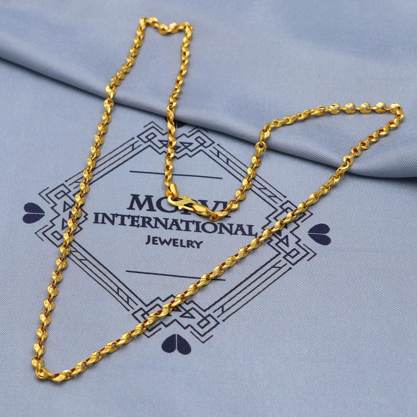 jewelry solid 22k gold handmade chain necklace handmade jewelry, K5834