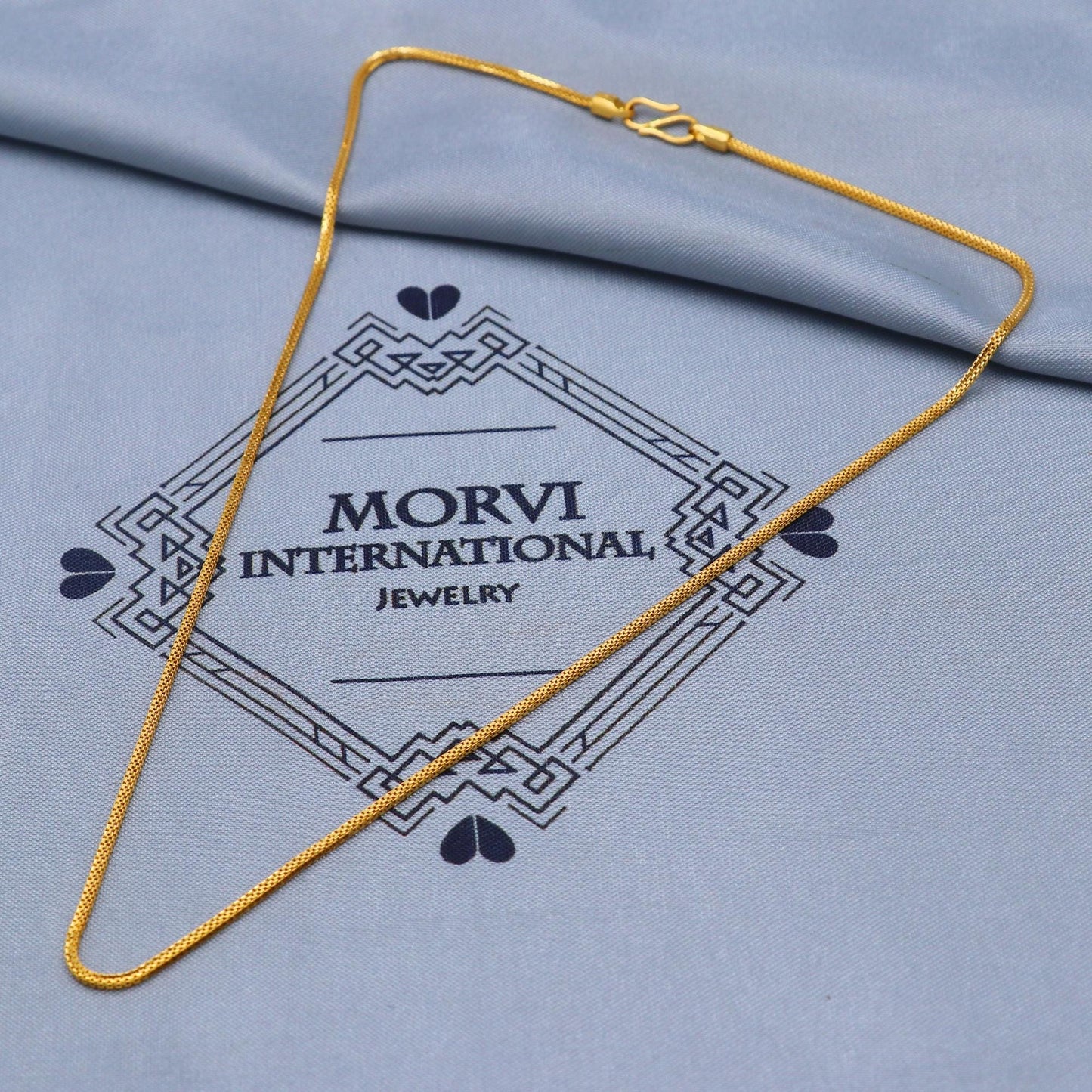 solid real 22k gold handmade Box Chain necklace handmade jewelry, 18.25 inches gold chain, 1.25 mm gold chain, K5840