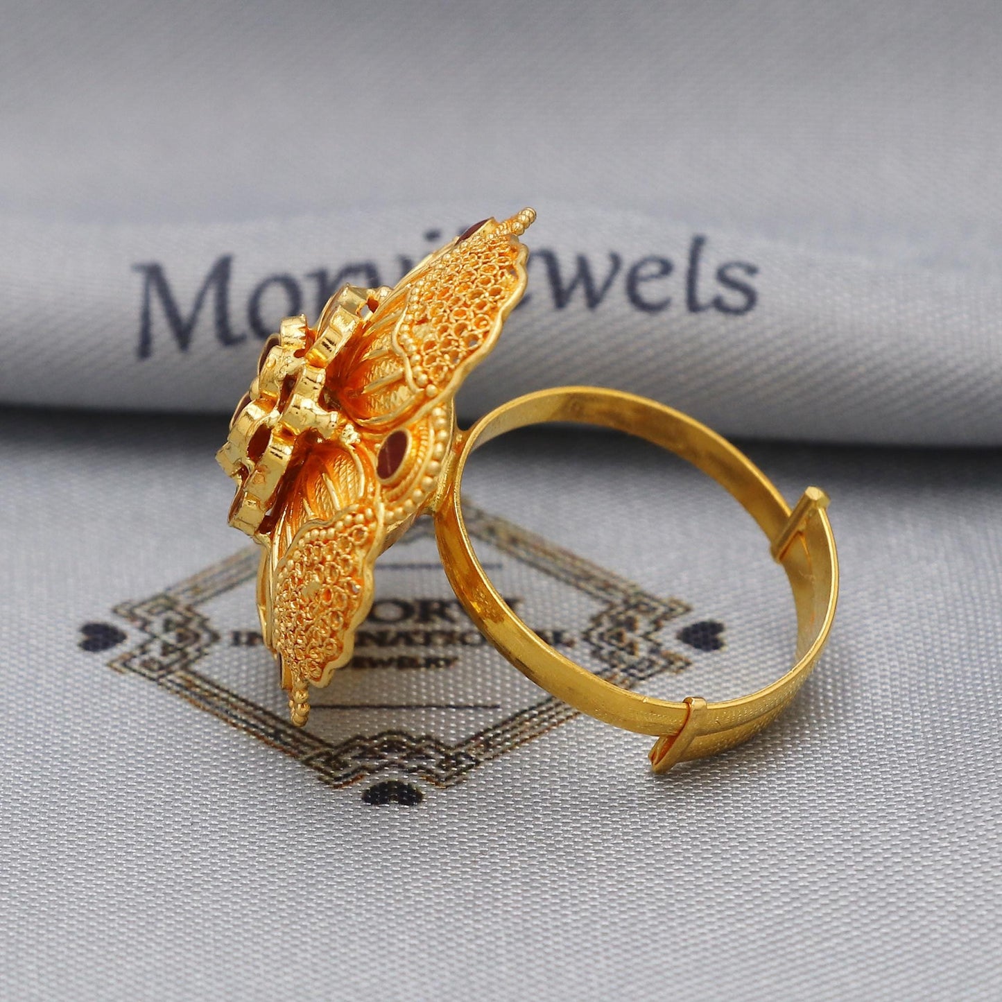 Women 22k Yellow Gold Ring Jewelry, Meenakari Gold Ring, Flower Gold Ring, K5890