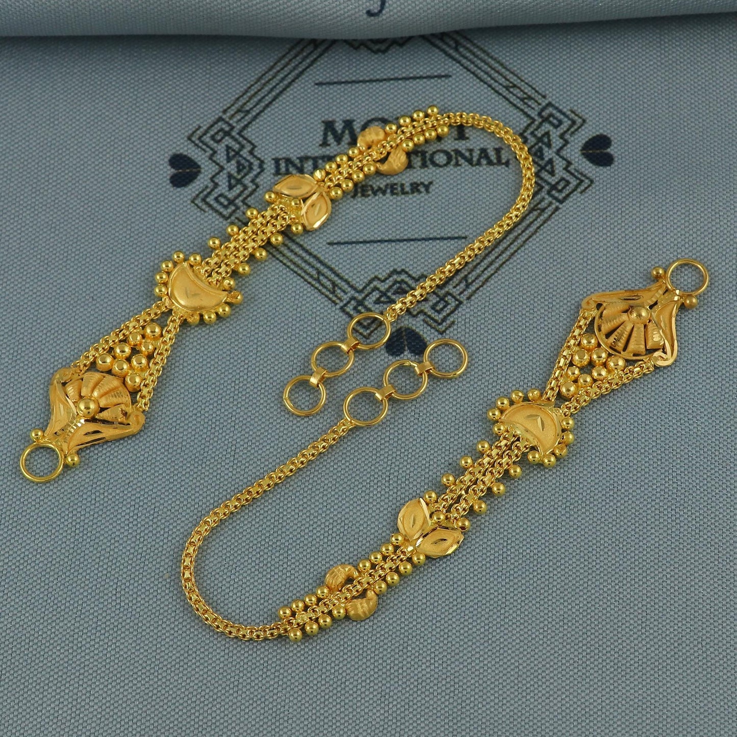 22k Gold kanoti ear wrapped Ear chain, Handmade Yellow gold ear chain for women, K5973