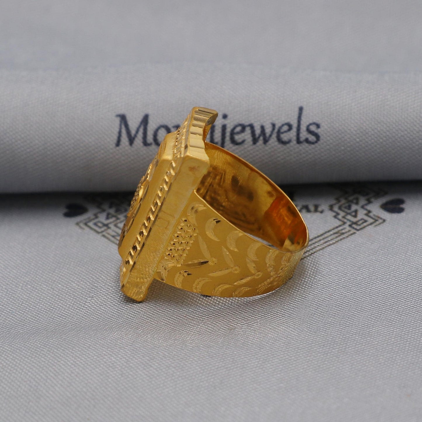 Clubs Greek Key 22k Gold Ring Indian Jewelry, K6004