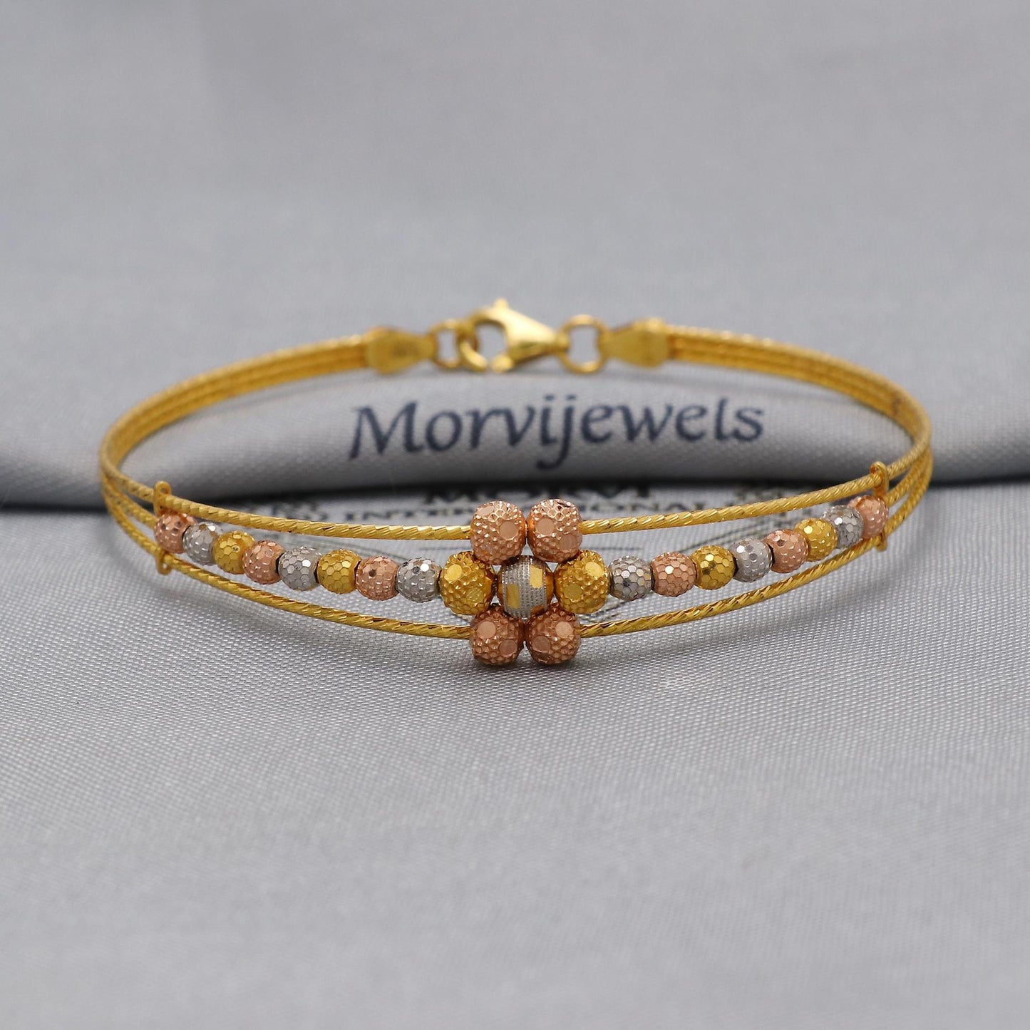 22k Gold Bangle Bracelet: Twisted Wire Design, Flexible Jewelry