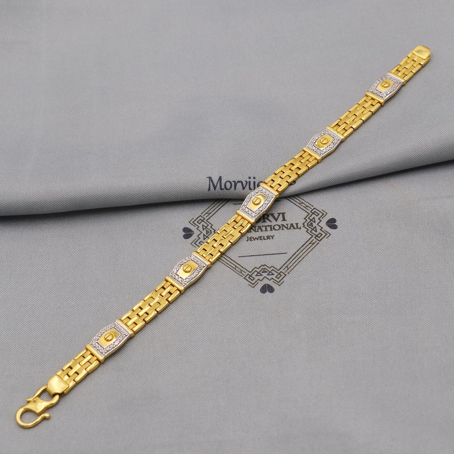 22k Gold Link Chain Bracelet: Handmade Indian Style Jewelry, K6357
