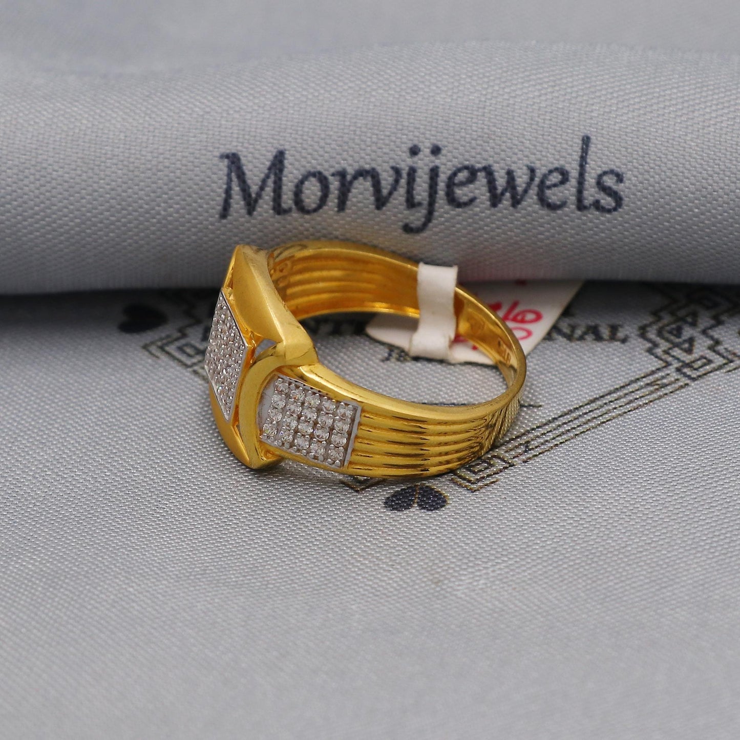 multi cz zircon stone ring Handmade 22k Gold Ring Indian Jewelry, K6012