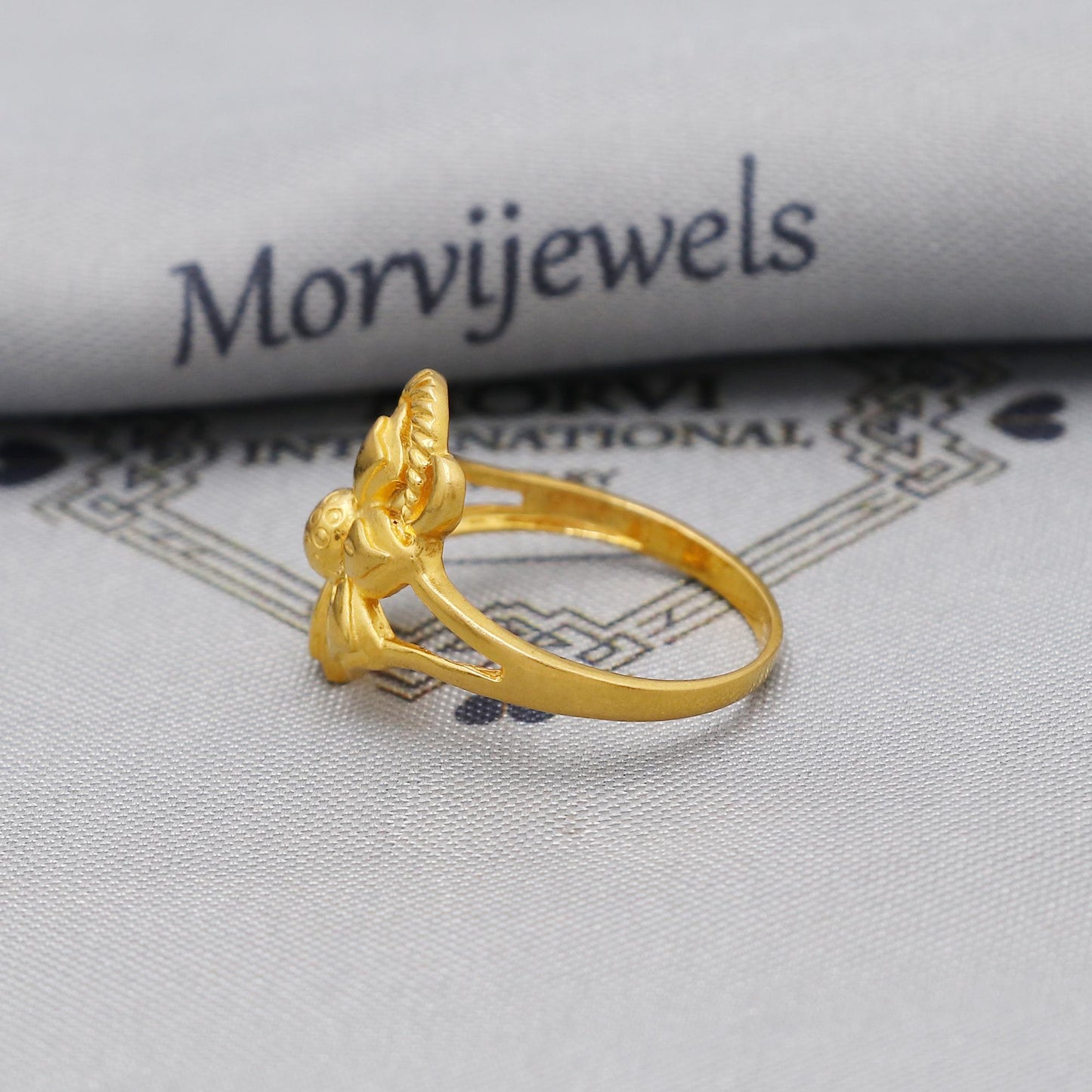 22kt 22k Solid Yellow Gold Handmade Flower Ring Jewelry, K6199