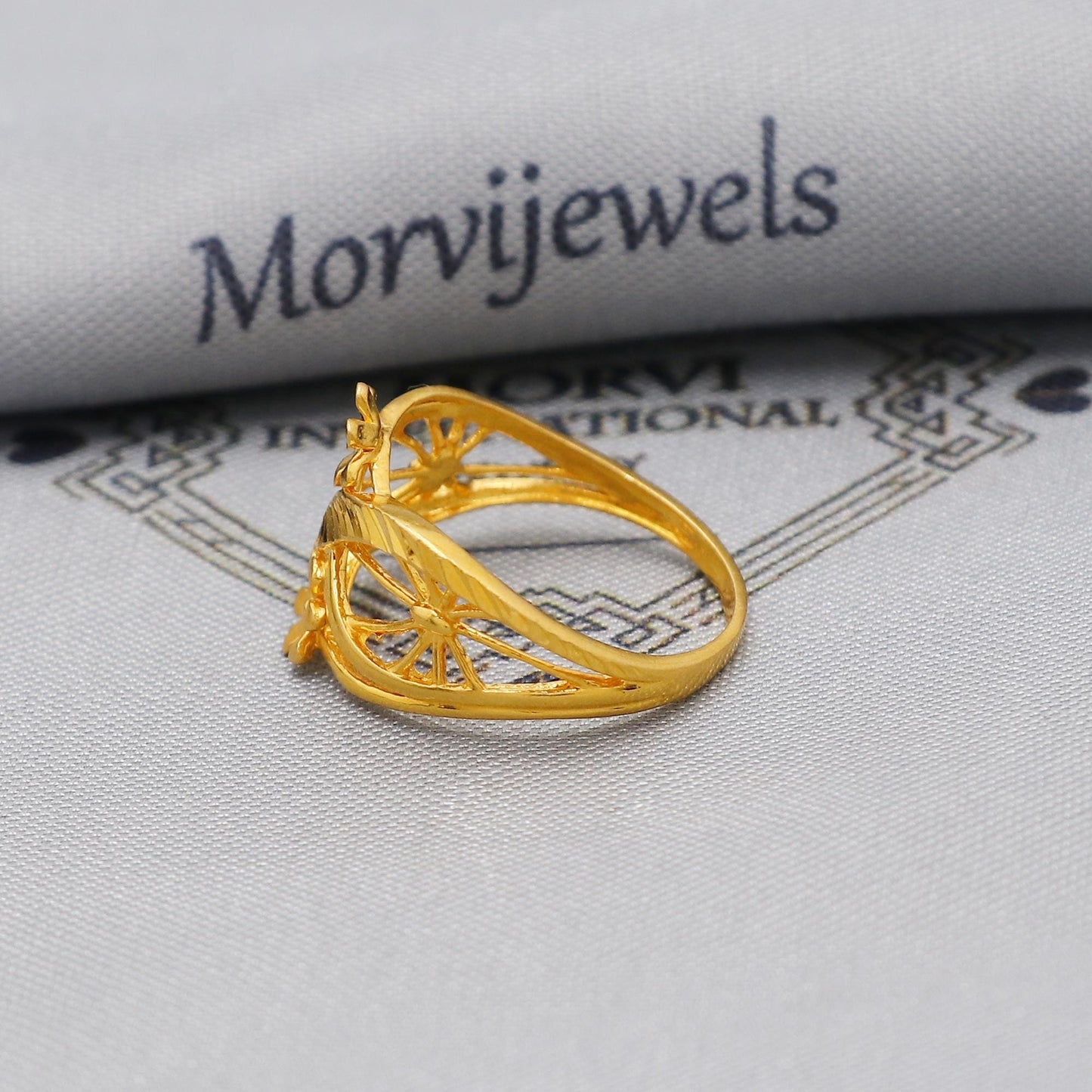 22k 22kt Solid Yellow Gold Handmade Floral Design Ring Jewelry, K6221