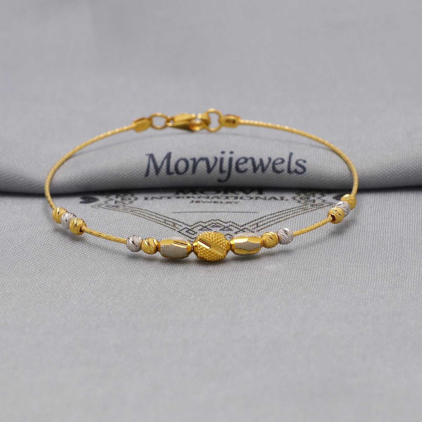 22k Gold Bangle Bracelet: Twisted Wire Design, Flexible Two-Tone Jewelry