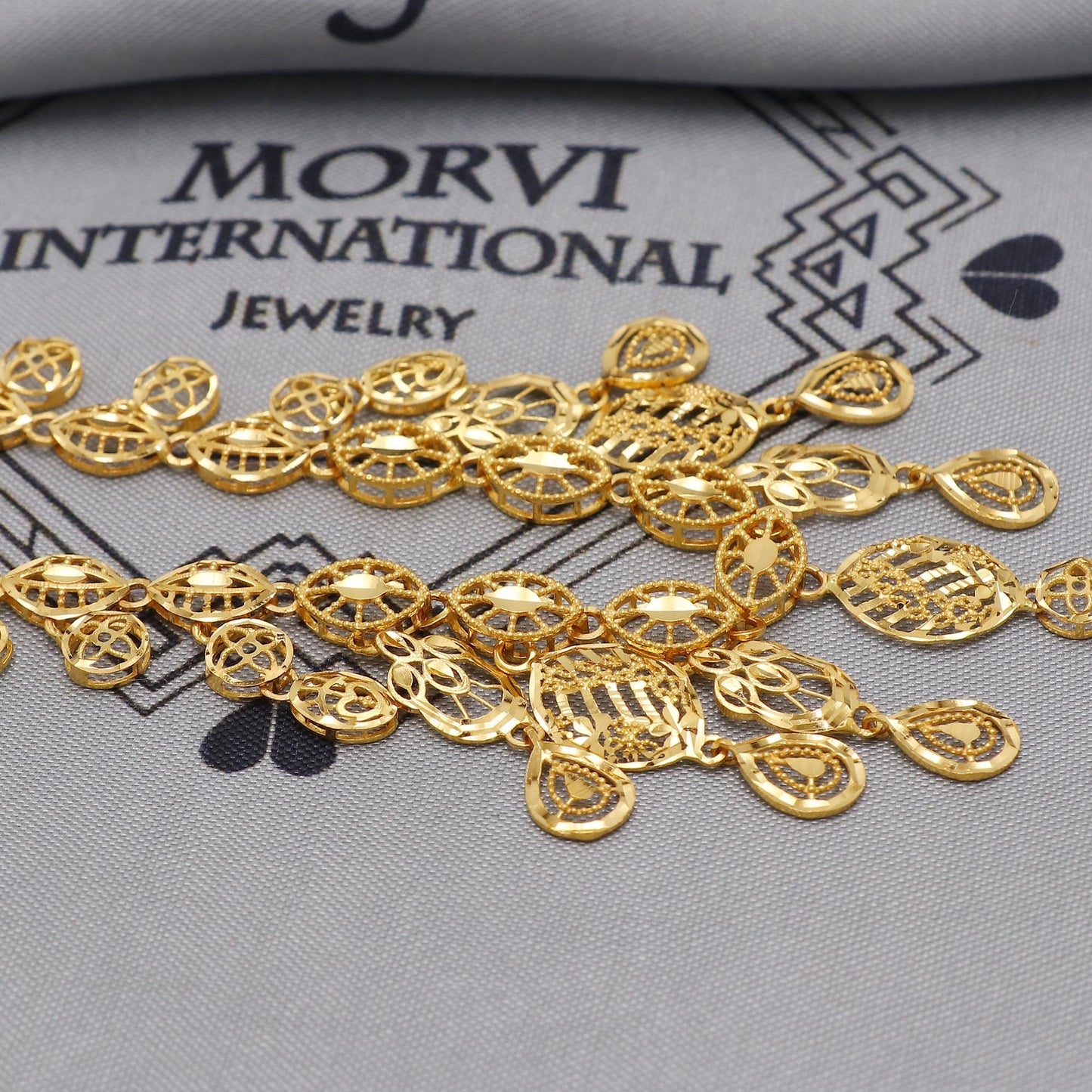 Light Weight Filigree 22k Yellow Gold Necklace Handmade Pure Gold Classic Jewelry Set, Women Gold Jewelry, Wedding Party Necklace, K6460