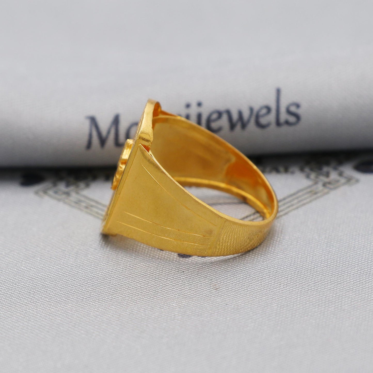Flower Carved Solid 22k Yellow Gold Ring, 22k Gold Handmade Ring, Indian Gold Ring, K6177