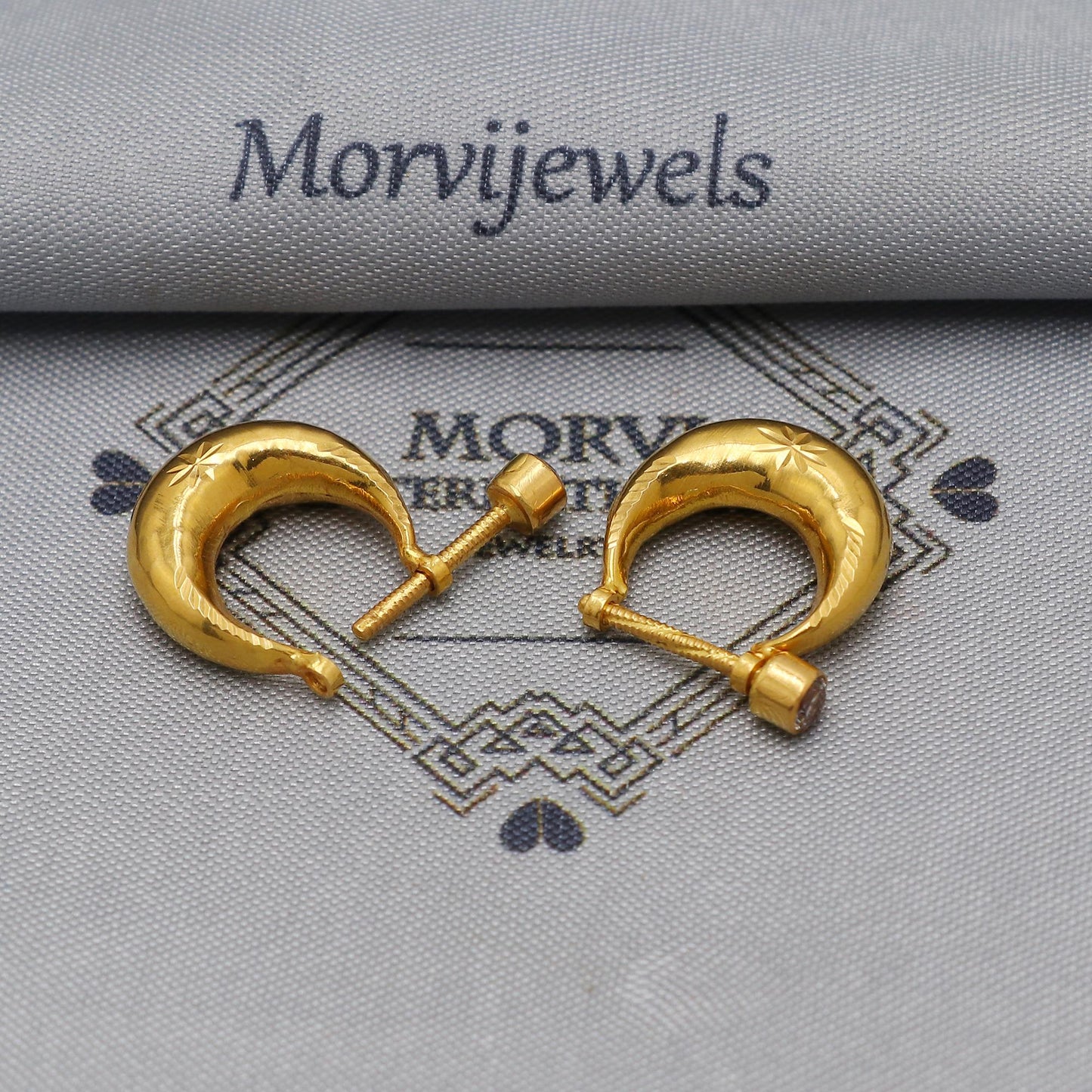 18k Yellow Gold Hoop earrings Bali Earrings, Huggies, Handmade gold Kundal earrings for women, Christmas gift, Indian gold men women earring