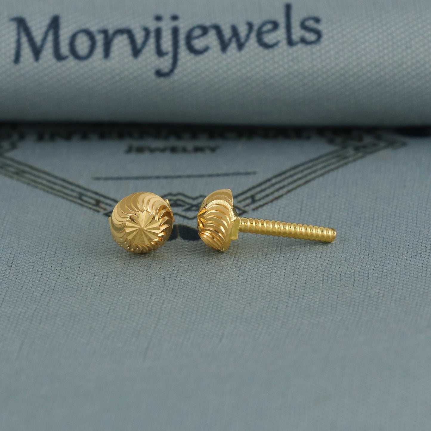 pure gold ball stud earrings 18k solid gold indian jewelry, K6636
