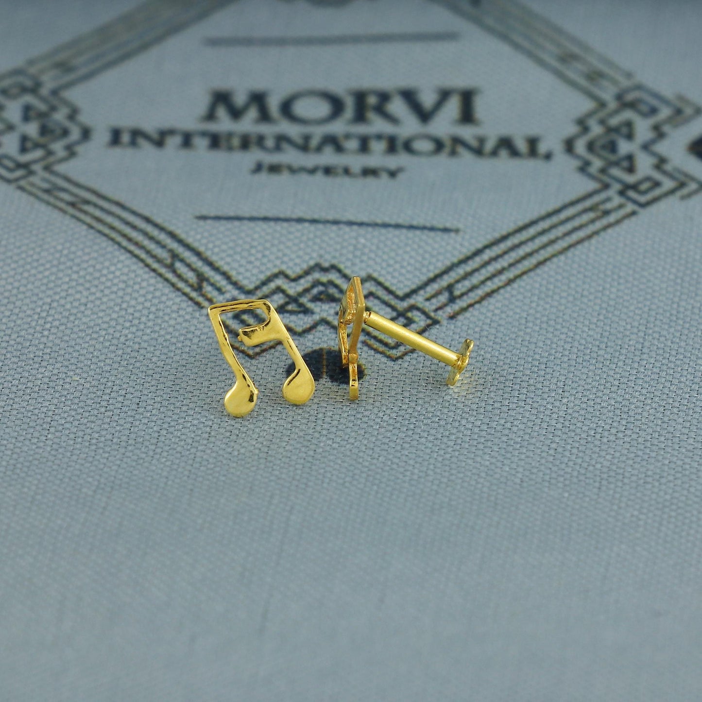 music note 18k Gold Studs cartilage studs earrings, cartilage piercing, screw back small tiny earrings,