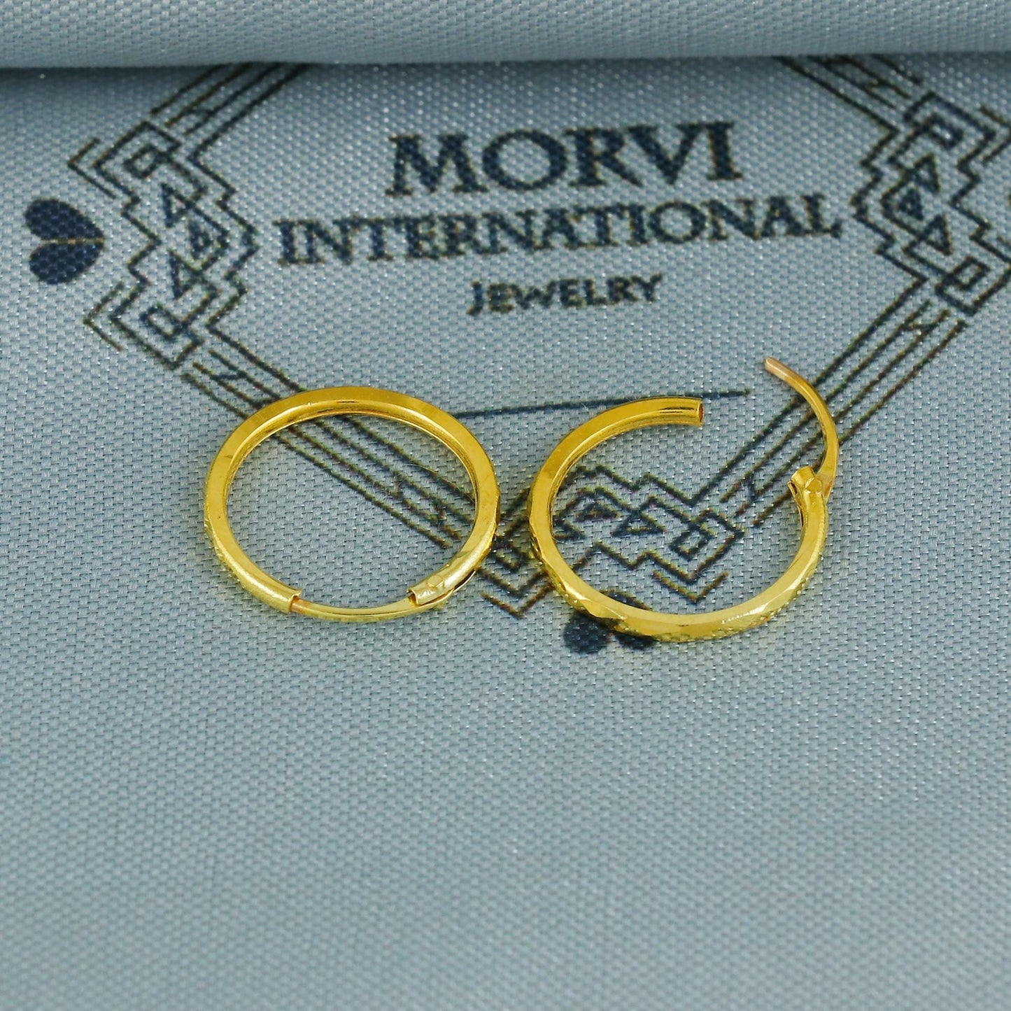 20k Yellow Gold Diamond Cut Hoop Bali Earrings Handmade Yellow gold earrings for women, Valentine Day gift, Real gold earrings
