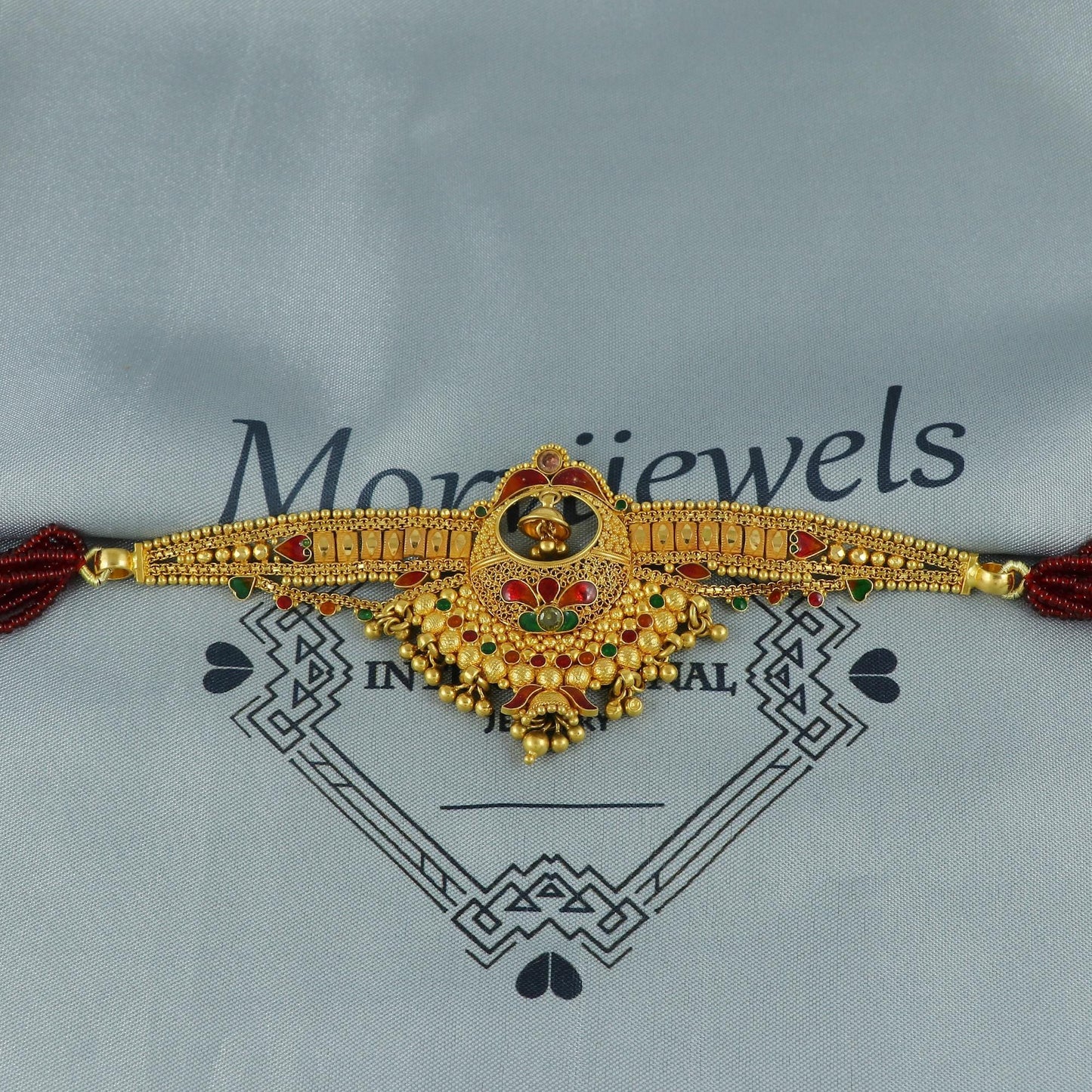 22k Gold Indian Choker Necklace | Handmade Traditional Gold Jewelry | 90s Style Pure Gold Necklace, K6749