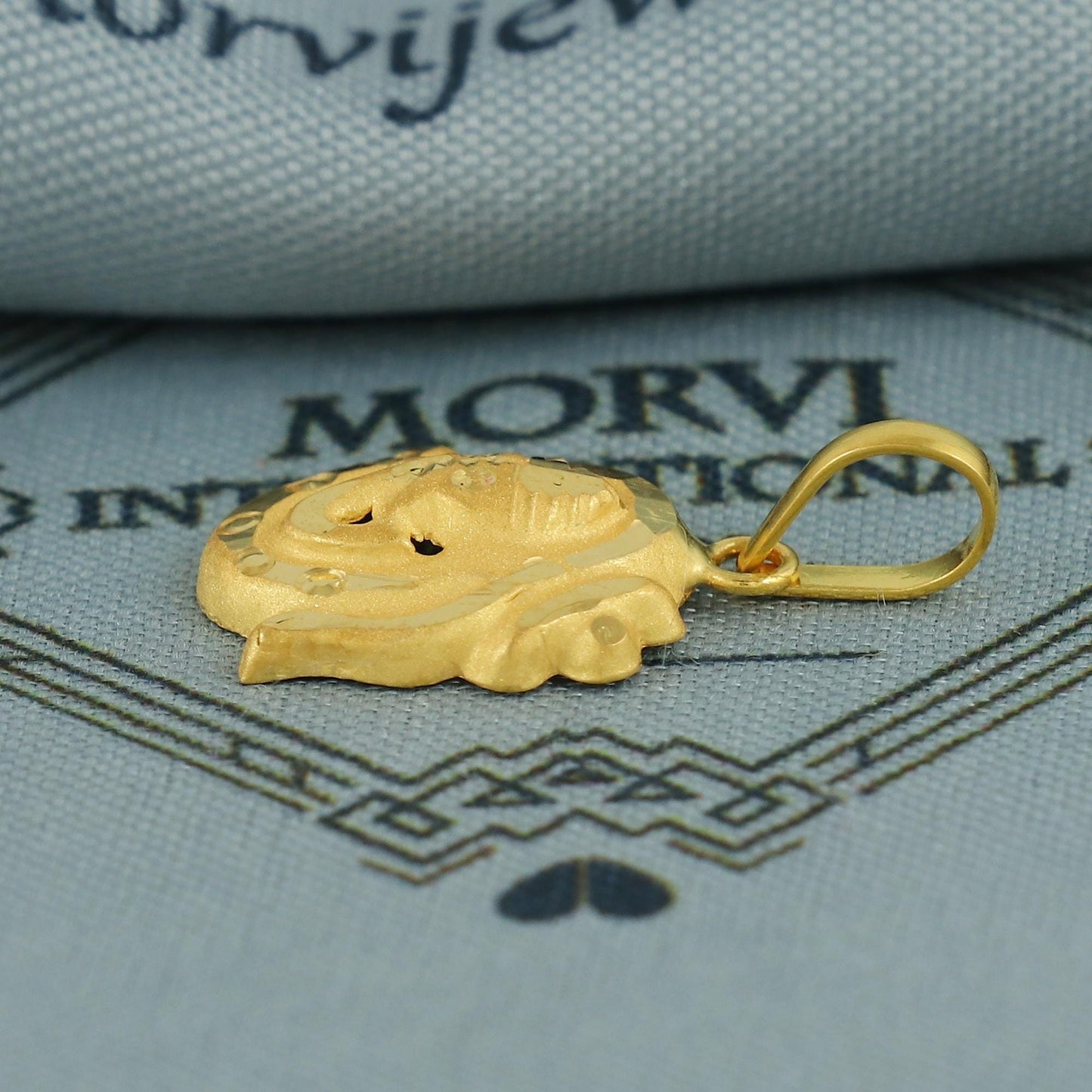 lord ganeshji 20k Yellow Gold Pendant: Indian God Jewelry, Hindu God Ganesha Ganeshji Light Weight Dainty Carved Locket amulet, K6827