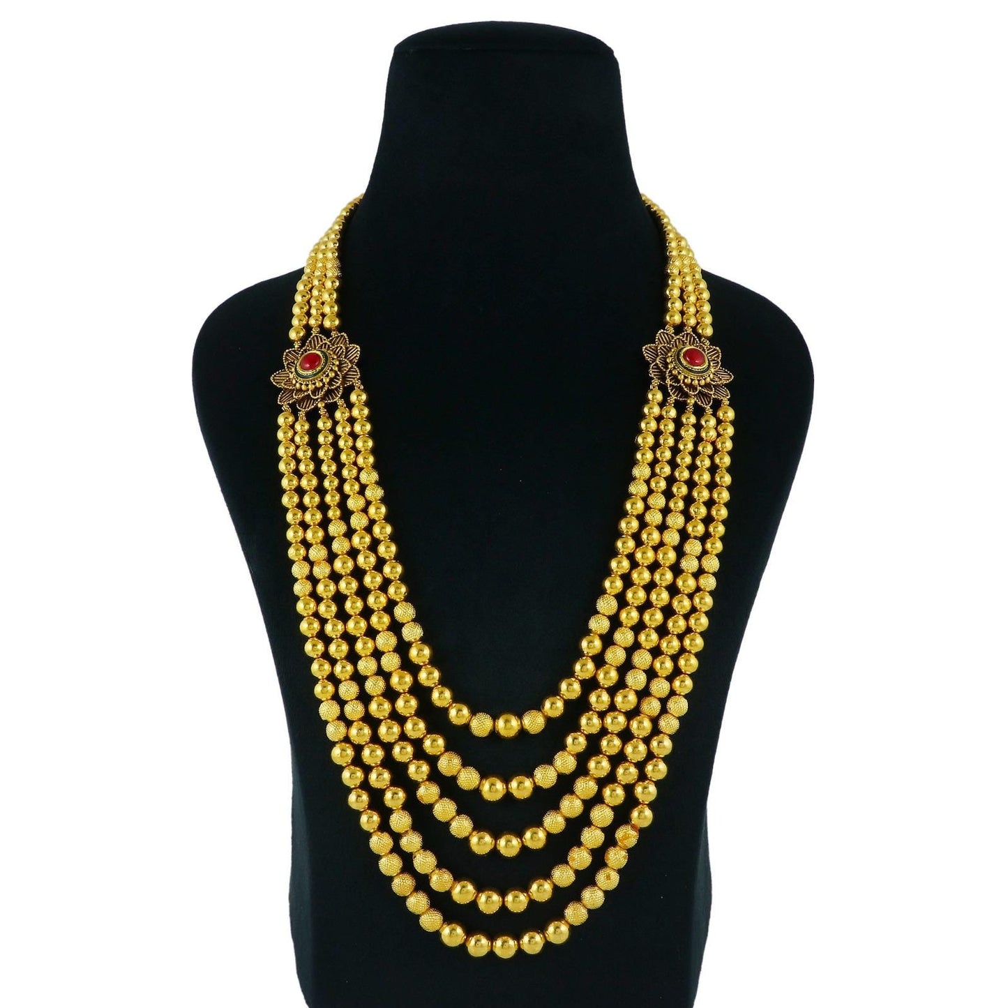 22k Gold Beads Indian Wedding Party Wear Necklace Handmade Jewelry for Gift