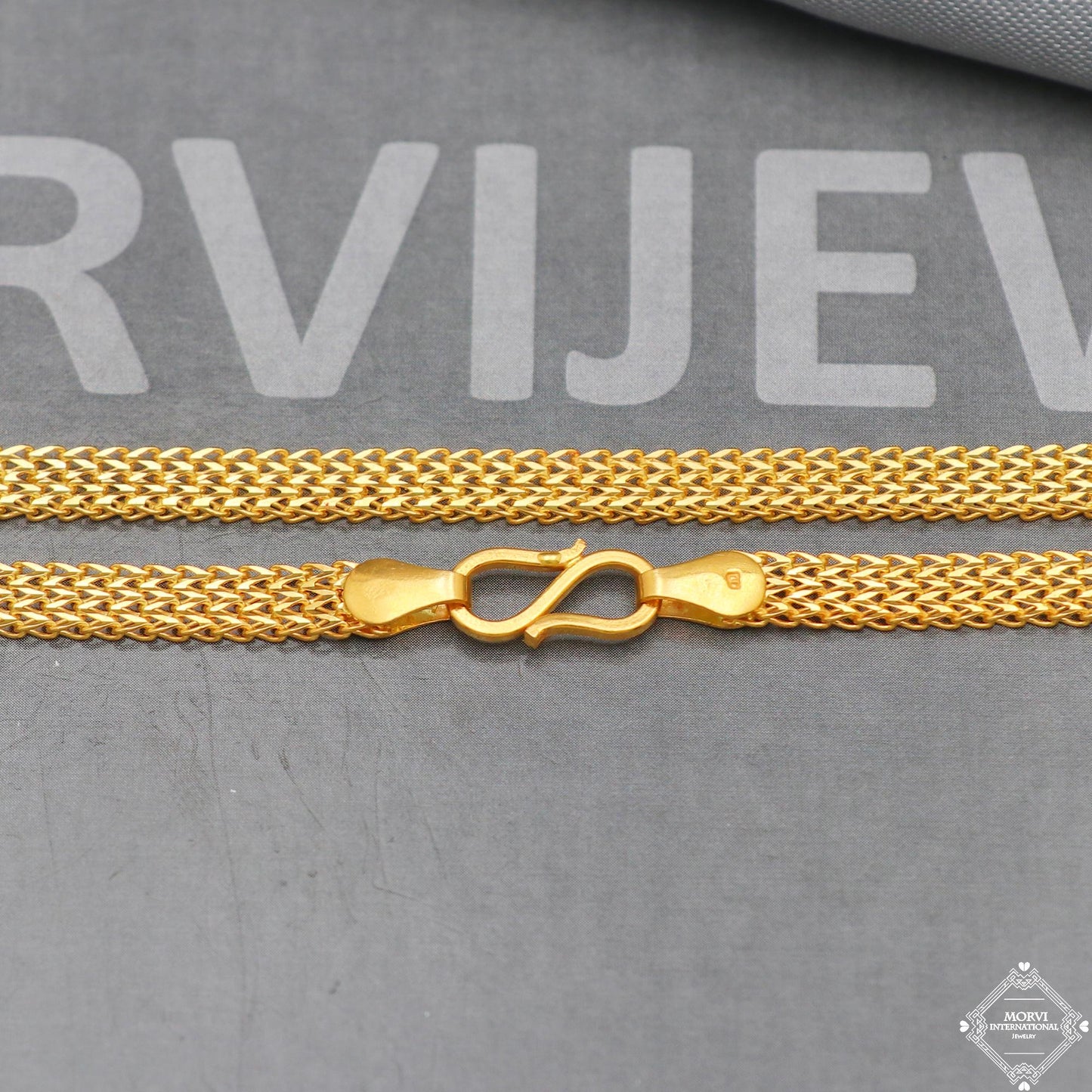 Flat 22k Yellow Gold Chain Necklace, pure handmade gold chain for men and women, Indian gold chain jewelry, gift, K5278