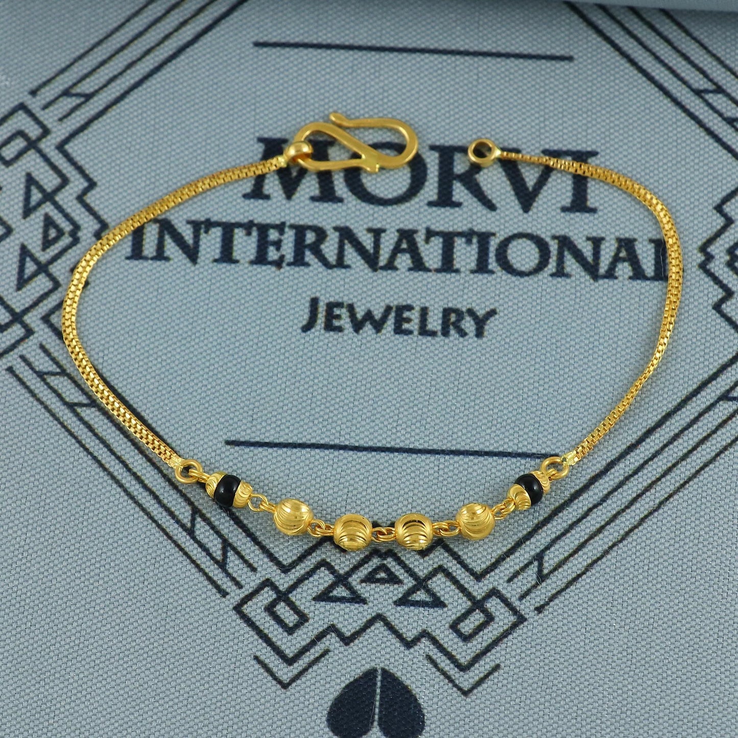 22k gold bracelet chain, Diamond Cut Beads black beads style 22k gold bracelet handmade women gold bracelet jewelry, MJ0145