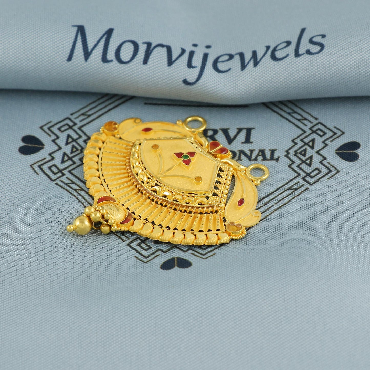 Wedding 22k Gold Indian Pendant Handmade Vintage Antique Design Jewelry, K6906