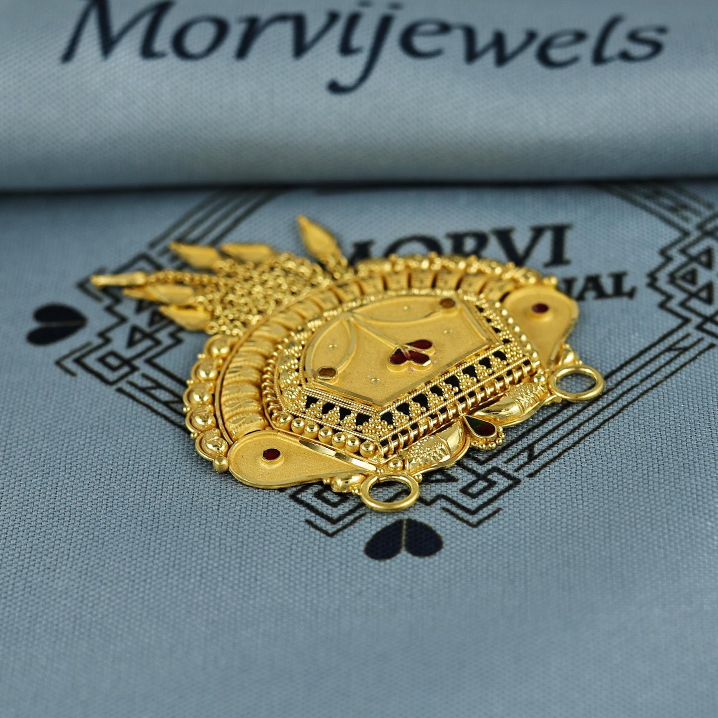 Pure 22k Yellow Gold Pendant Necklace Handmade Indian Mangalsutra Handmade Vintage Antique Design Jewelry, K7003