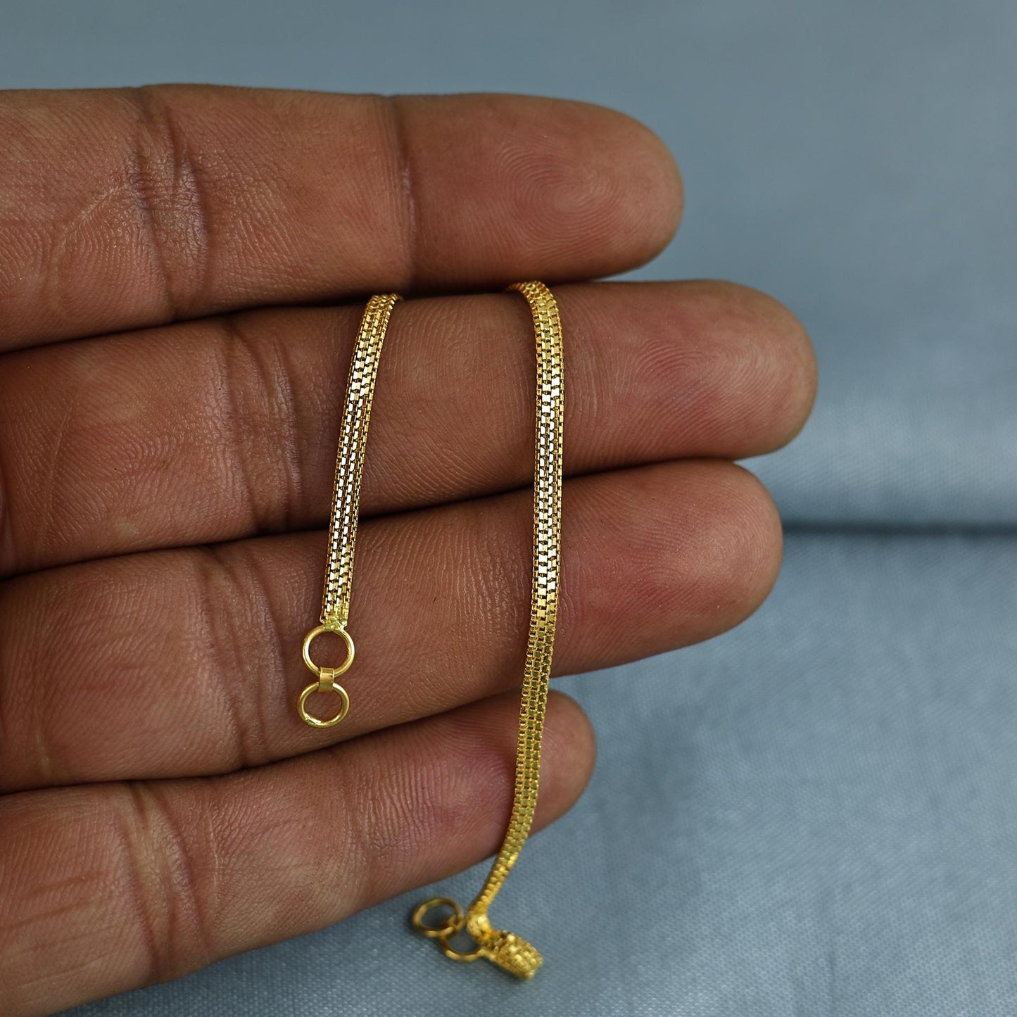 Handmade 22k Gold Ear Chain, Kaan chain,Kanoti, Indian Jewelry, 5 Inch Long, Elegant Design with Adjustable Fit, K7016