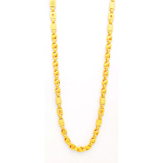 22k Yellow Gold Chain Necklace, Indian Handmade Chain Jewelry