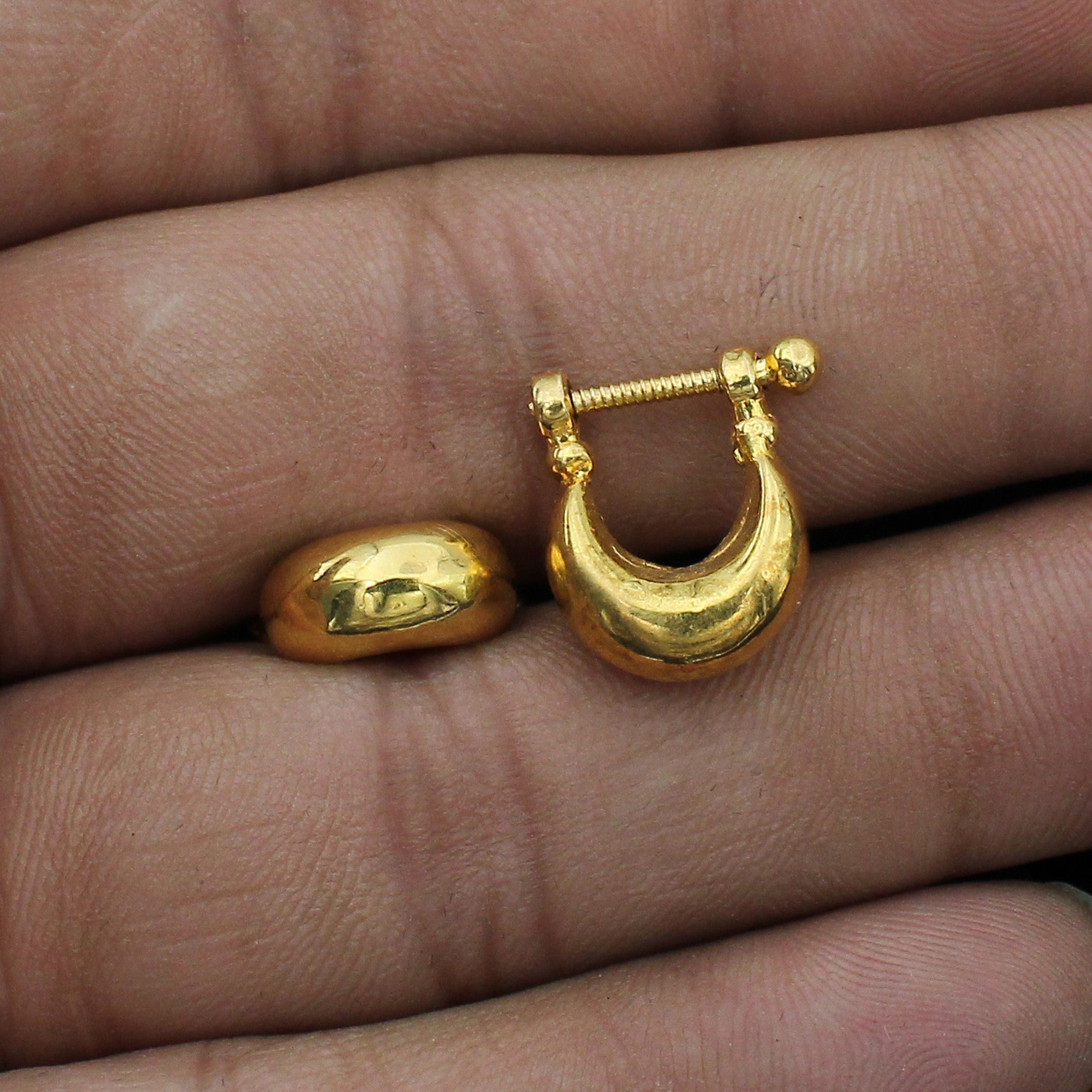 Kundal 22k Yellow Gold Hoop Bali Earrings Handmade Yellow gold earri morvijewels