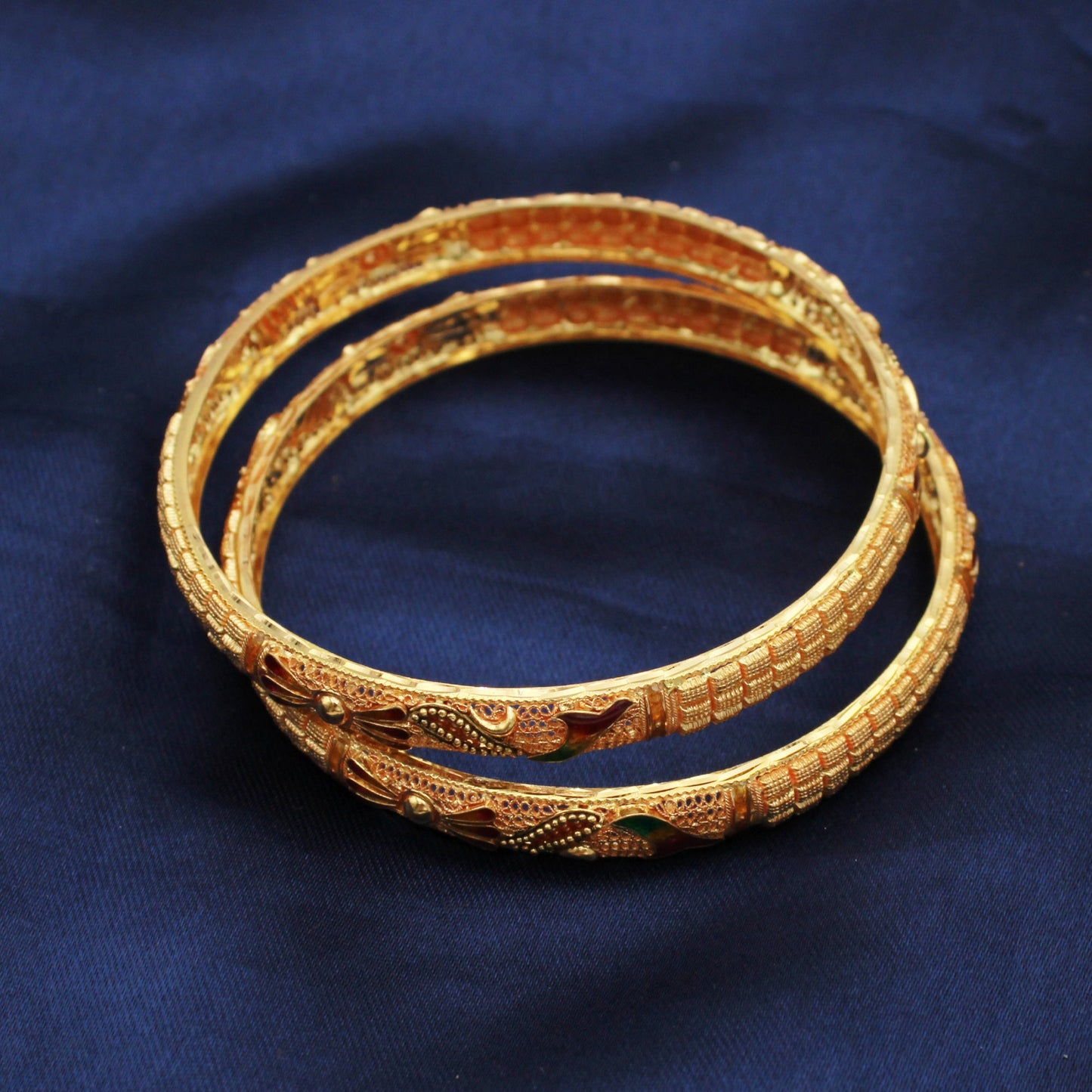 women 18k gold bangle bracelet pair or single , Indian gold bangle jewelry, wedding bridal jewelry K1835