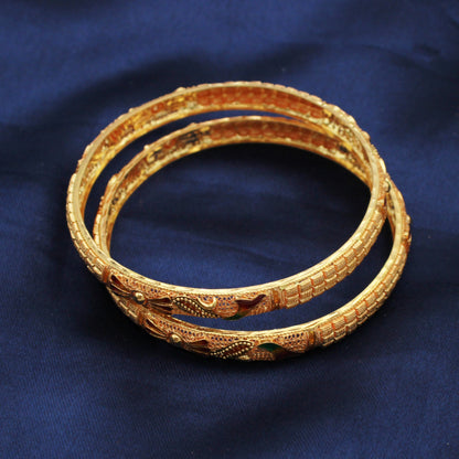 women 18k gold bangle bracelet pair or single , Indian gold bangle jewelry, wedding bridal jewelry K1835