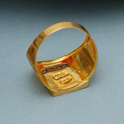 Hand Carved 22k Solid Gold Ring Jewelry, Handmade Indian Gold Ring, Women Men Gold Ring, Party Wear Signet Style Ring