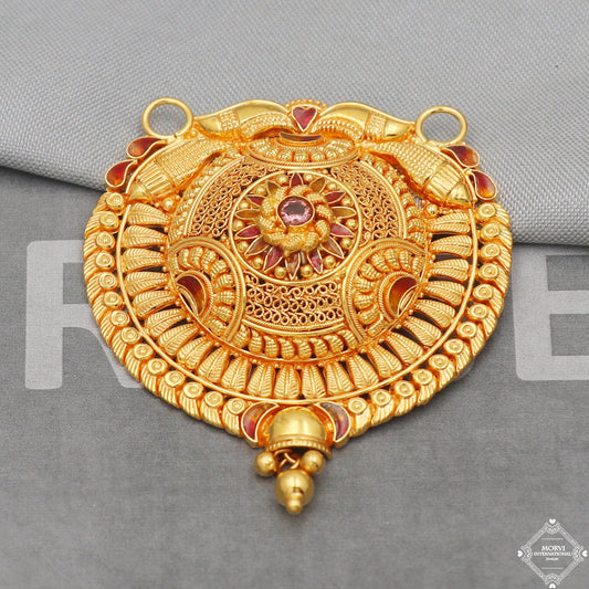 Pure 22k Yellow Gold Pendant locket Indian Style Wedding Jewelry for Gift, K5003