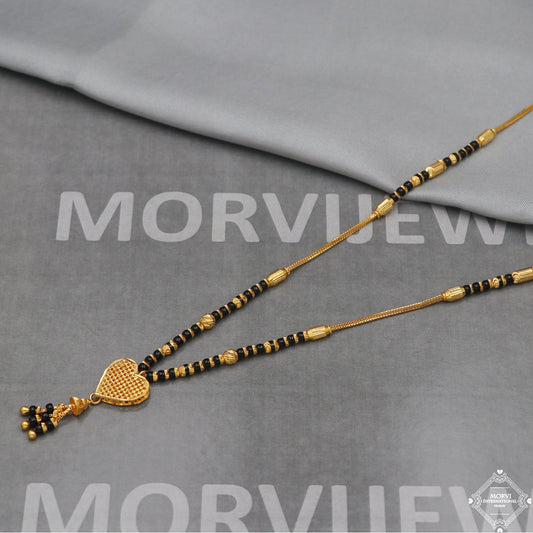 22k gold chain mangalsutra necklace with gold beads and black beads, Indian Wife Jewelry gift, 22k gold necklace, K5006