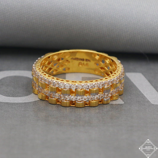 22k Gold Ring Jewelry, Handmade Indian Zircon Ring, Band Gold Ring, K5014