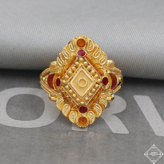 Pure 22k Yellow Gold Ring Jewelry, Handmade Indian Vintage and antique design, Pure Gold Ring, All Size, K5024