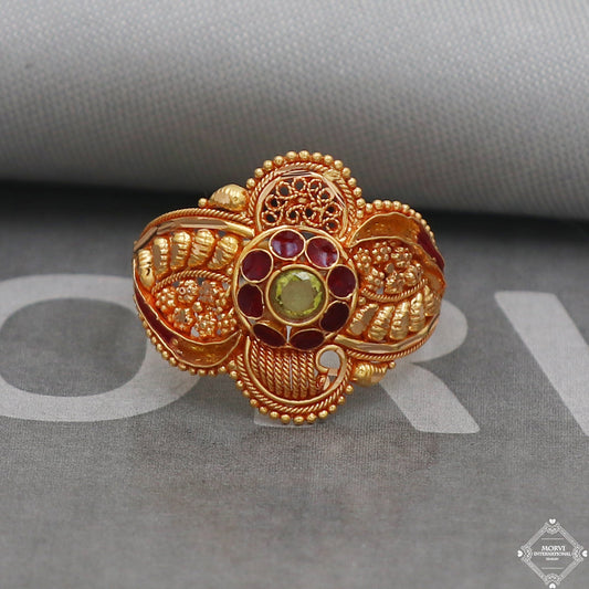 Pure 22k Yellow Gold Ring Jewelry, Handmade Indian Vintage and antique design, Pure Gold Ring, All Size, K5027