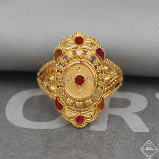 22k Yellow Gold Ring Handmade Indian Jewelry, Vintage and antique design, Pure Gold Ring, All Size, K5037