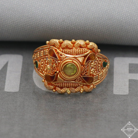 Indian 22k Yellow Gold Ring Handmade Jewelry, Vintage and antique design, Pure Gold Ring, All Size, K5038