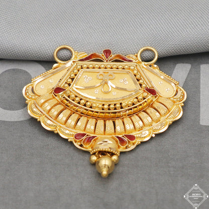22k Yellow Gold Pendant Necklace Handmade Indian Mangalsutra Handmade Vintage Antique Design Jewelry, K5064