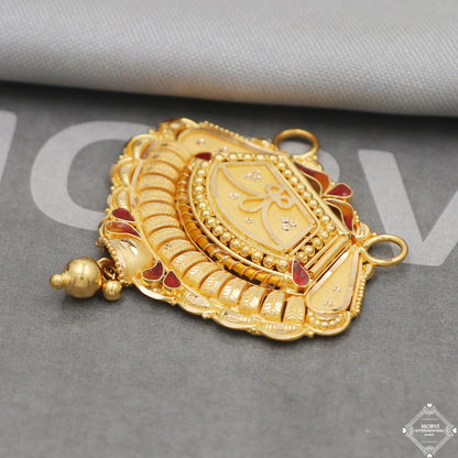 22k Yellow Gold Pendant Necklace Handmade Indian Mangalsutra Handmade Vintage Antique Design Jewelry, K5064