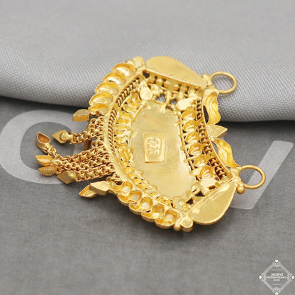 22k Yellow Gold Pendant Necklace Handmade Indian Mangalsutra Handmade Vintage Antique Design Jewelry, K5066