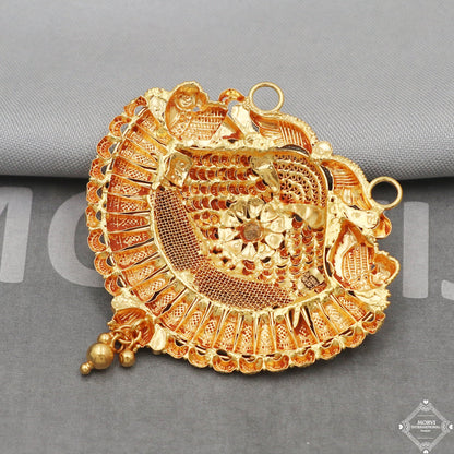 22k Yellow Gold Pendant Necklace Handmade Indian Mangalsutra Handmade Vintage Antique Design Jewelry, K5083