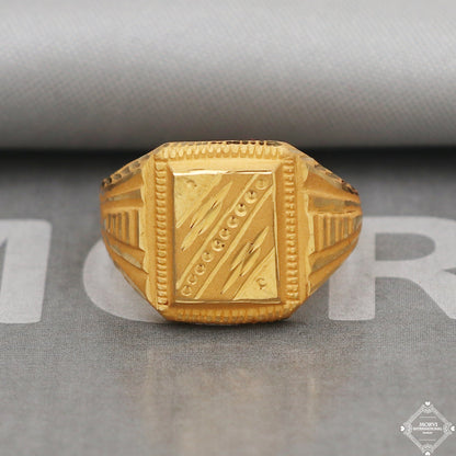 22k Yellow Gold Ring Size 9 US and All, Hand Carved Gold Ring Jewelry, Indian Gold Ring, K5090