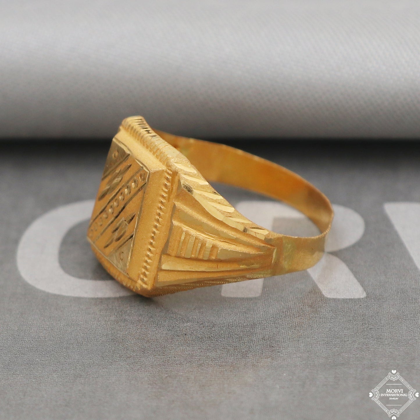 22k Yellow Gold Ring Size 9 US and All, Hand Carved Gold Ring Jewelry, Indian Gold Ring, K5090